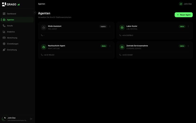 QRAGO AI KI-Agenten Konfiguration mit Stimme und Fachwissen