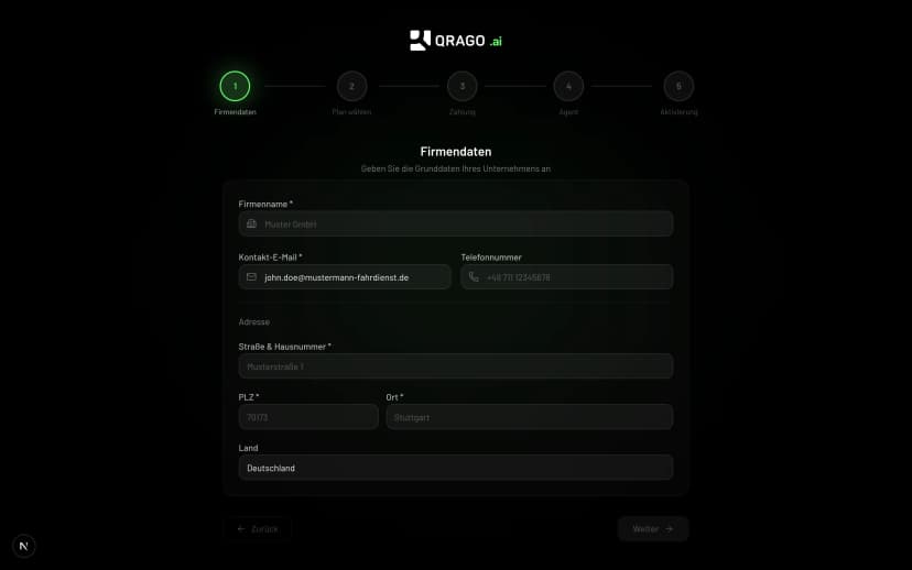 QRAGO AI Onboarding-Wizard für schnelle Einrichtung in 5 Minuten